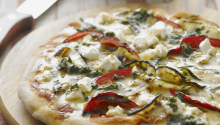 Chargrilled Vegetable and Fetta Pizzas with Basil Oil