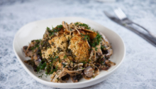 Whole Roasted Cauliflower with Wild Mushrooms